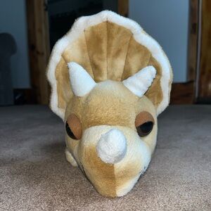 Adorable Tan and White Triceratops Stuffed Animal